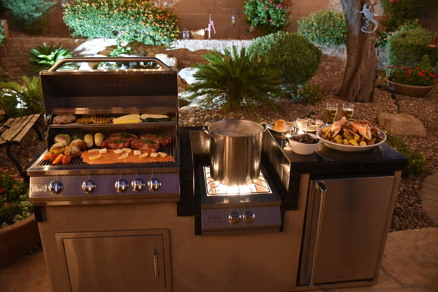 Kokomo Grills Professional Built-in Power Burner with Led Lights and Removable Grate for Wok