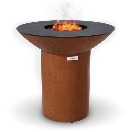 Arteflame Classic 40 inch round base flat top grill and fire bowl - front view showing iconic round base design
