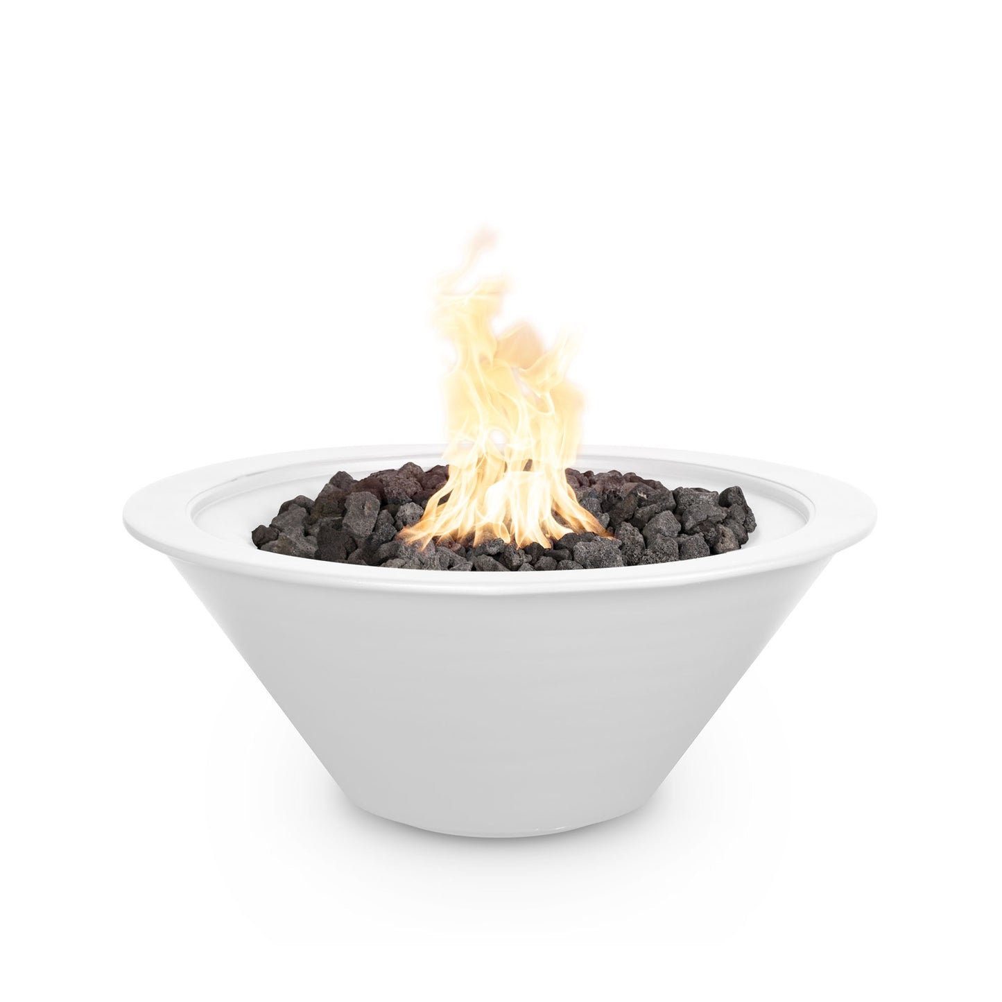 Cazo fire pit concrete over metal powder coat white luxury fire pit