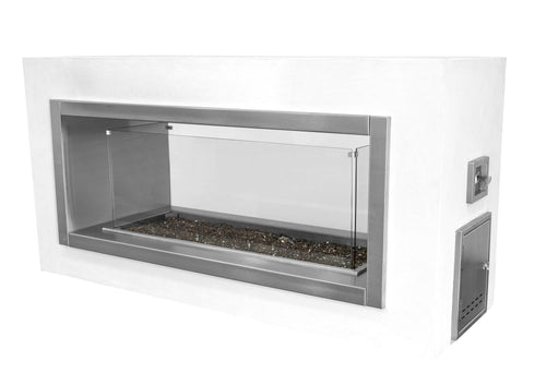 Close-up of The Berkeley fireplace interior showing flame chamber and ignition system