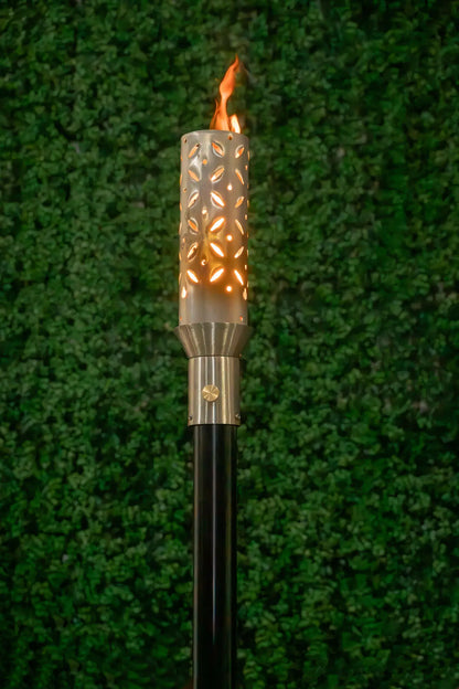 Stainless steel diamond plate fire torch wind proof 30,000 btu  perfect flame luxury outdoor llighting