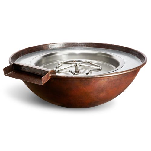 Hand-hammered copper bowl with fire and water- hpc fire