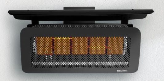 Bromic Tungsten 500 Smart-Heat natural gas heater mounted above a luxury covered outdoor patio