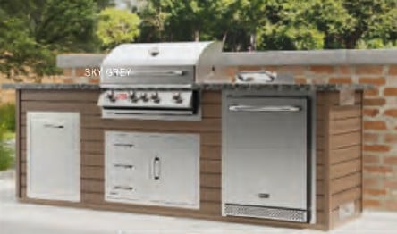Bull Core Series Premier Q Angus Outdoor Kitchen Island in Walnut Timber Tough with Steel Grey Granite Countertop