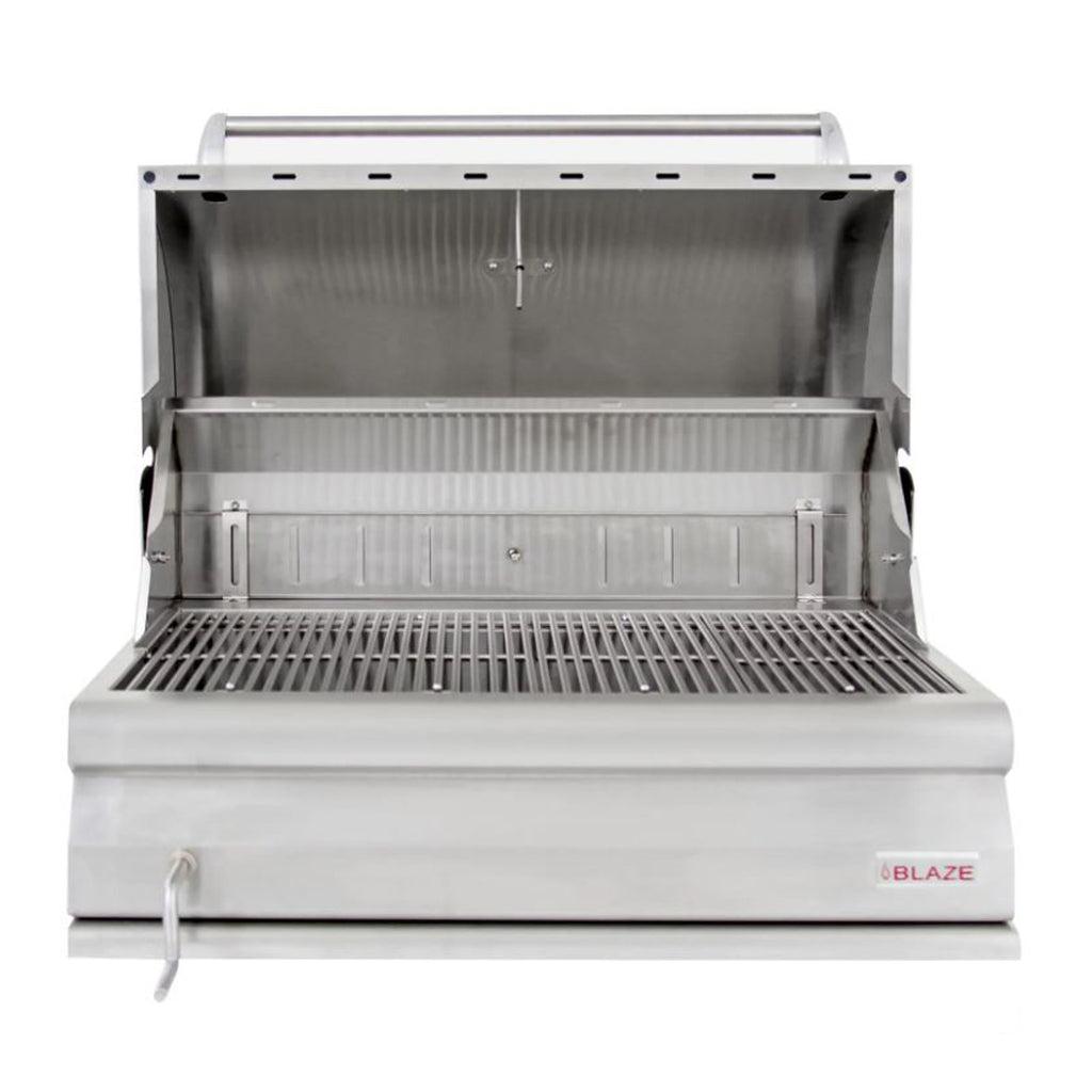 Blaze 32-Inch Built-In Stainless Steel Charcoal Grill BLZ-4-CHAR open front view