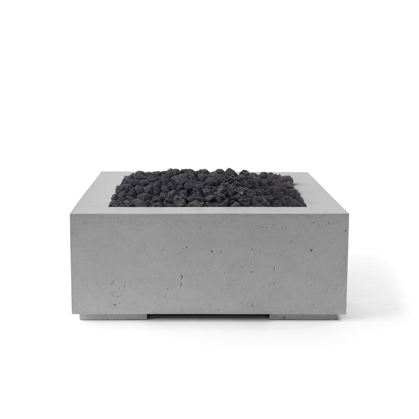 Alea 32 Lightweight Concrete Fire Pit - EI - Charcoal Concrete - Black Lava Rock