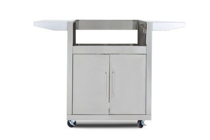 Blaze 26-Inch Pizza Oven Cart with folding side shelves and stainless steel storage cabinet