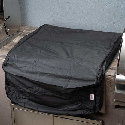 Blaze LTE+ 30-Inch Built-In Griddle Cover installed on outdoor griddle