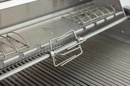 Blaze LTE PRO 32-inch grill rotisserie and interior cooking detail