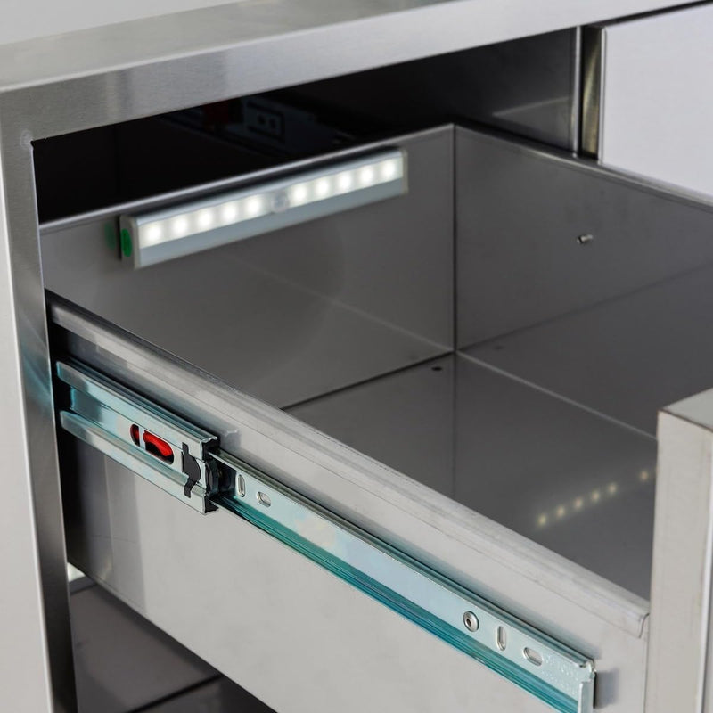 Blaze Professional LUX 34-Inch Grill Cart LED-lit storage drawer detail
