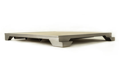 Blaze Professional 15-Inch Ceramic Pizza Stone low-angle view with raised tray