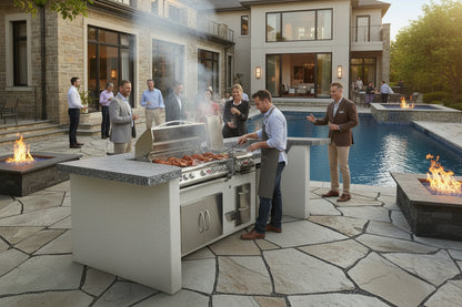 CalFlame La Jolla Q BBQ Island backyard party