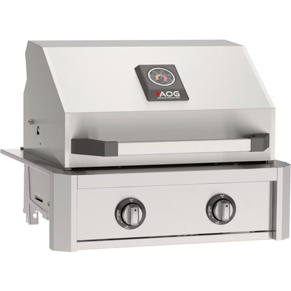 American Outdoor Grill 24-in T-Series built-in natural gas grill, stainless steel, closed hood with thermometer
