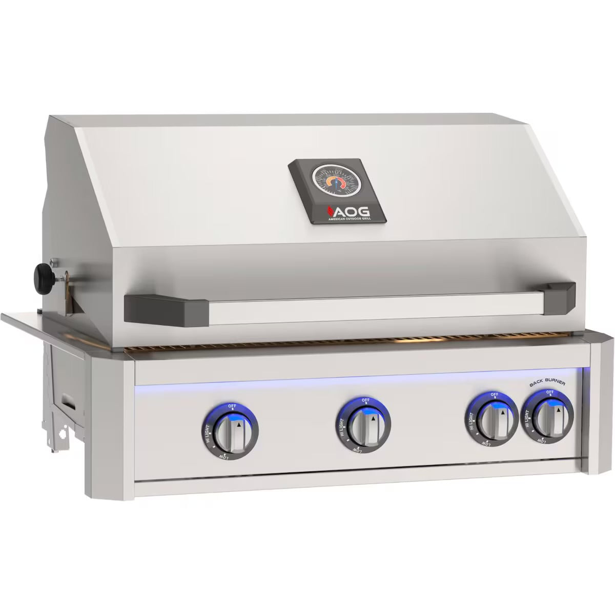 American Outdoor Grill 30-in L-Series built-in natural gas grill with blue LED control knobs and back burner