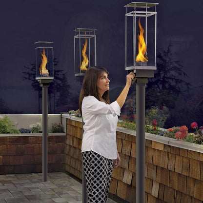 Tempest 20K manual gas torches installed around luxury outdoor patio