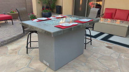 Kokomo Grills Entertainer Bar Gas Fire Pit Table with fire glass