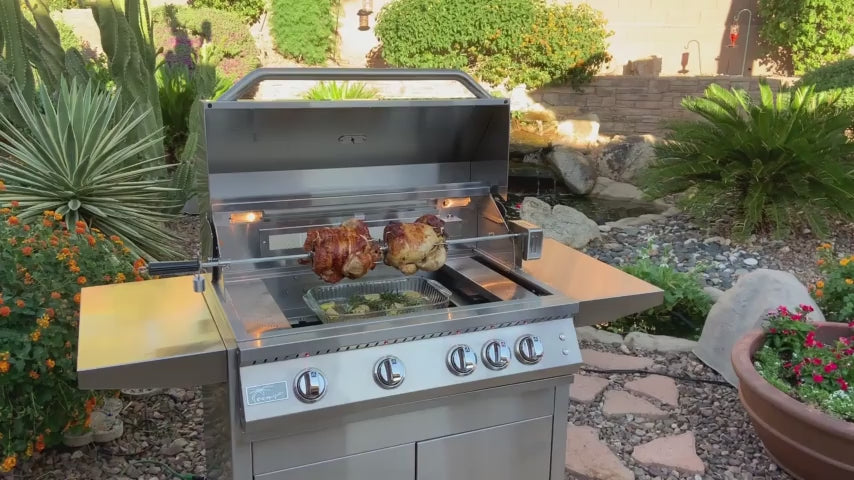 BBQ Grill Rotisserie Kit – Stainless Steel Rotisserie Attachment for Even Grilling