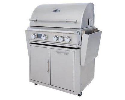 Blaze LTE PRO 32-inch gas grill installed on stainless steel grill cart
